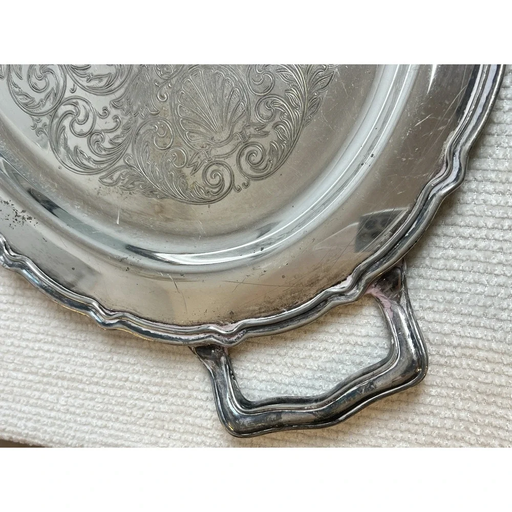 Silver Plated Handled Oval Serving Tray 20